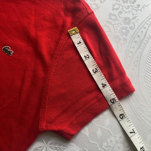 Lacoste Girls Size 38 (6) (XS-S) Red V-Neck T-Shirt Short Sleeves Logo Casual - Picture 7 of 15